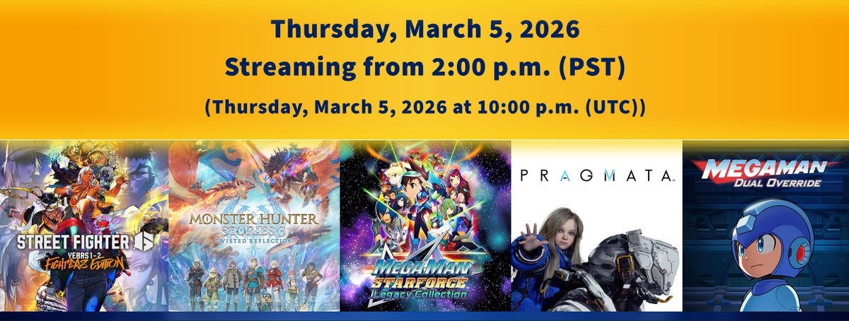 SelectrCollectr's tweet photo. Capcom Spotlight stream announced for Thursday, March 5th https://t.co/ixHr2UpWqR