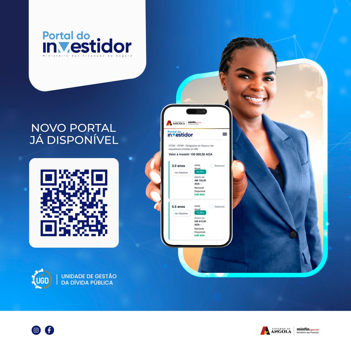 cmc_ao's tweet photo. EEstá disponível o novo Portal do Investidor, plataforma que facilita o acesso à informação sobre instrumentos de investimento público, promovendo transparência e literacia financeira.

Aceda via QR Code ou: https://t.co/xPYl2Loyqa

#Angola #CMC #MINFIN #MercadodeCapitais https://t.co/7yqdaC15Vh