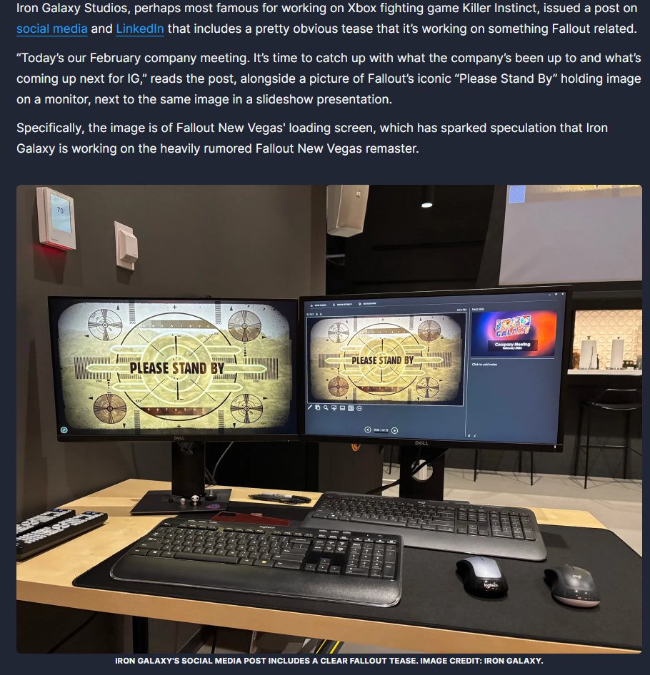 SelectrCollectr's tweet photo. Fallout: New Vegas remaster teased by support studio https://t.co/evNzleiXiU