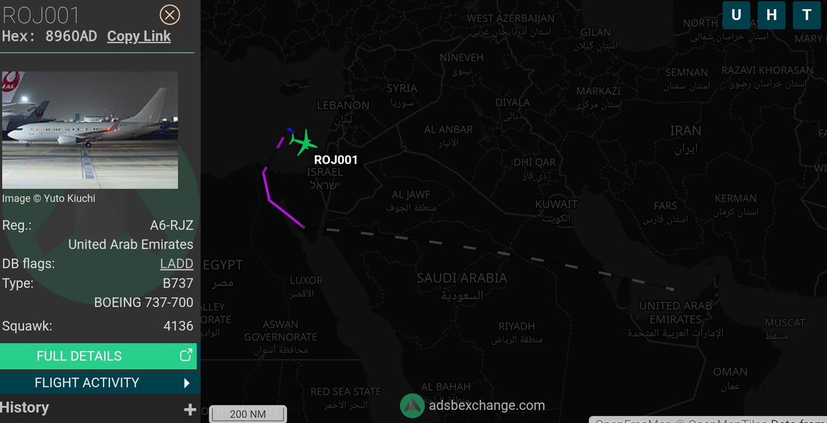 🚨 عاجل: الامارات  ✈️  إسرائيل 

🛩️🇦🇪🇮🇱 طائرة حكومية إماراتية تصل تل أبيب وسط الحرب

طائرة "رويال جت" (A6-RJZ) المستخدمة لكبار المسؤولين والعسكريين الإماراتيين تهبط في إسرائيل خلال تصعيد غير مسبوق مع إيران

🗳️ سؤال: تنسيق أمني أم زيارة سرية وسط النار؟