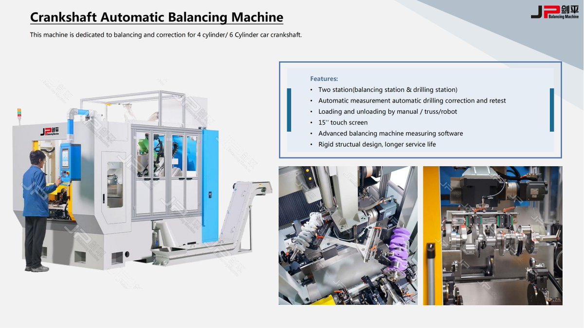 jpdph's tweet photo. Automatic balancing machines for crankshafts 
High production balancing machine for crankshafts designed to offer wide flexibility and reduced shaft machining times.
The main journals can be supported on rollers or, on request
https://t.co/e9QKEZHI8I https://t.co/rsfvmVN7Eo