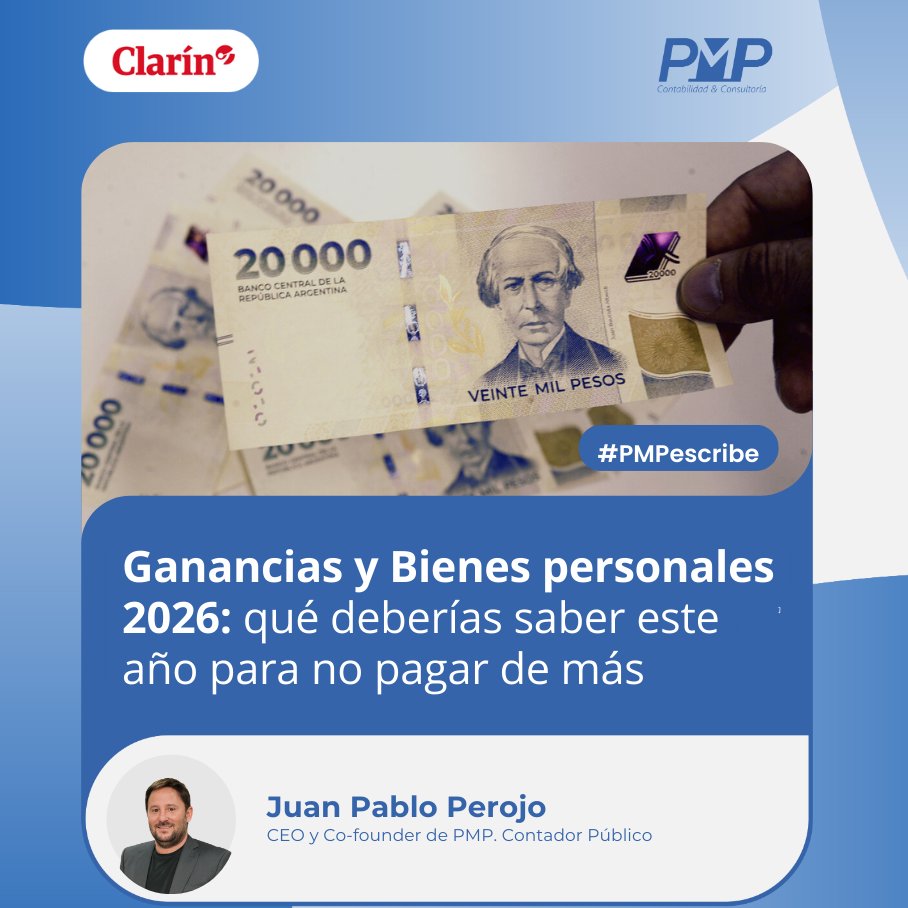 pmpestudio's tweet photo. #Ganancias y #BienesPersonales 2026: qué deberías saber este año para no pagar de más

✔ Detalles que son una ayuda para abonar menos impuestos.
✔Las 5 claves para ahorrar y los errores comunes a evitar.

✍Juan Pablo Perojo

Leé la nota completa en: https://t.co/BxSXEMjH0j https://t.co/KOo3F8jn5F