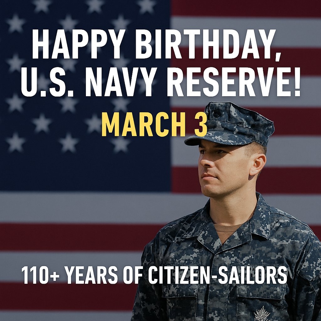 TNDVS's tweet photo. Happy Birthday, U.S. Navy Reserve!

Today, we celebrate over 110 years of service since its founding in 1915 to strengthen America’s Naval Readiness.

Thank you for your dedication and sacrifice!

#NavyReserveBirthday #CitizenSailors #ServeReady #USNavyReserve #Veterans https://t.co/3T8Faknwzb