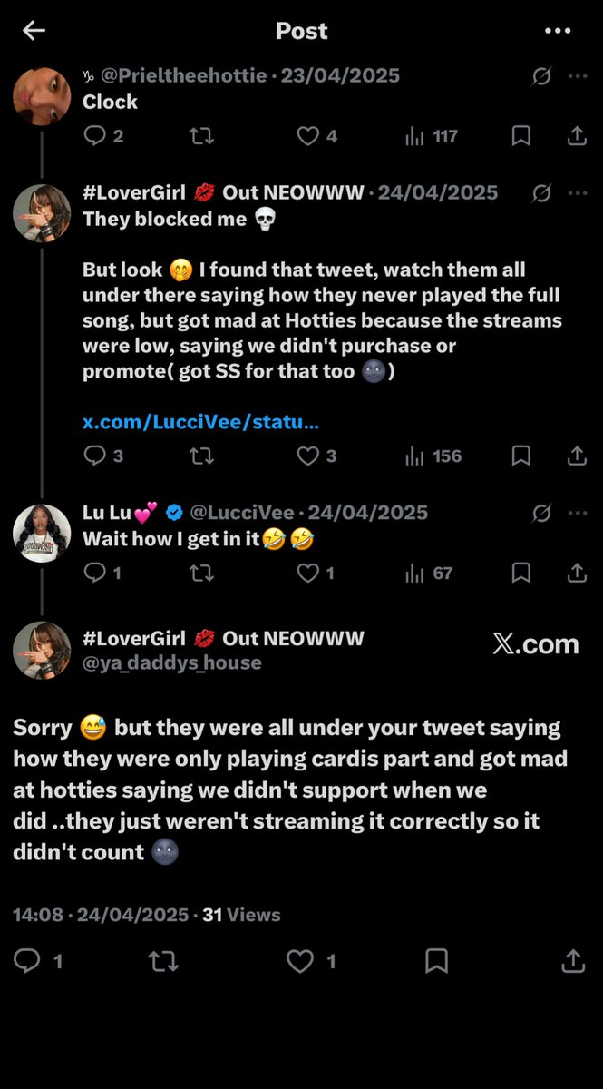 installiwetrust's tweet photo. Also them admitting that they only streamed Cardi's part of Wanna Be but was also crying about how hotties supposedly didn't " support the song or them" 😃 https://t.co/lAT0RJY4IS