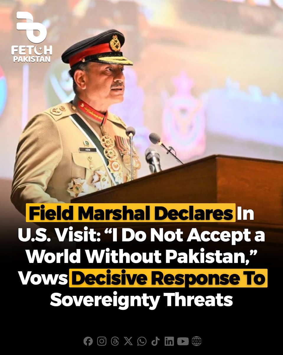 FetchPakistan's tweet image. Field Marshal Declares “Pakistan’s Existence Is Non-Negotiable” During U.S. Visit, Vows Strong Response to Sovereignty Threats

#fetchpakistan #PakistanSecurity #NationalSovereignty #DefensePolicy #FactCheck

Disclaimer: This news is based on publicly available information, the