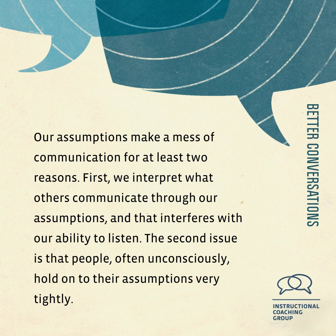 jimknight99's tweet photo. We hold our assumptions tightly. Often, without realizing it.
When they're challenged, it can feel like our entire worldview is under threat. But real dialogue is only possible when we're willing to surface and examine what we believe.
It's not easy. But it's essential.

#BetterConversations
