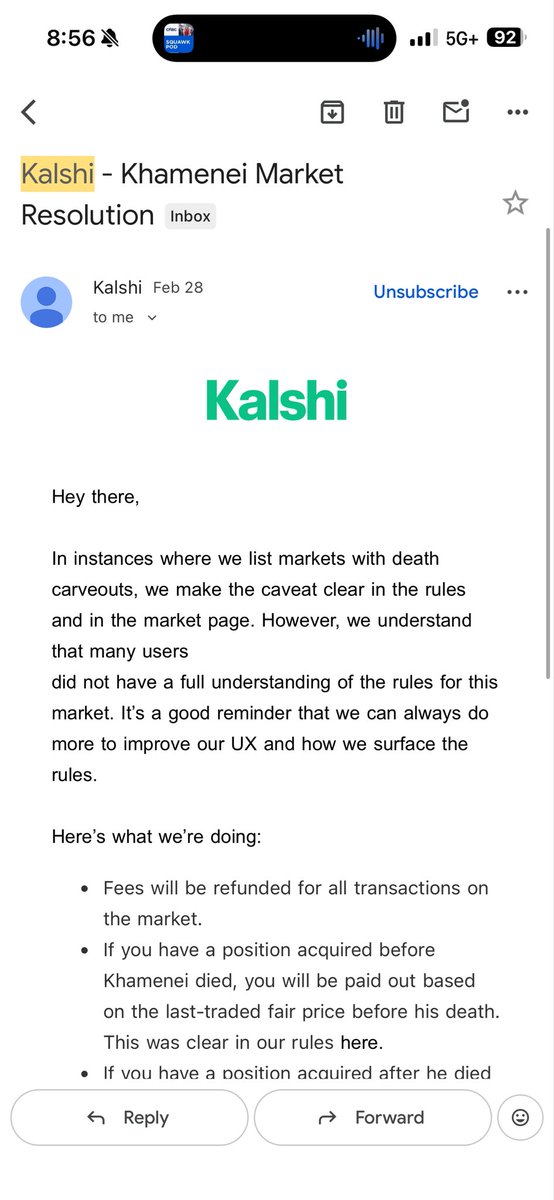 jonsearsSC's tweet photo. Yo boys, are you following this Khamenei settlement debacle with Kalshi?  They changed the rules the day before the Iran strike and are now citing a “death carveout”.  How else would he have been considered “out” if he wasn’t assassinated?  I wasn’t betting on him resigning!  #bullshit
@KelleyBydlon @beatingthebook