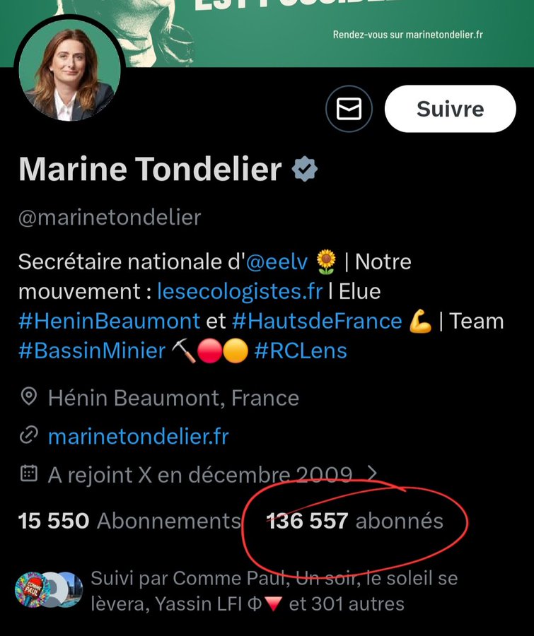 Comme <a href="/bindou01/">David 🕊️ 🇨🇵 🍉 🐢</a> Je vois encore beaucoup d’Insoumis abonnés à <a href="/marinetondelier/">Marine Tondelier</a> ! S’il vous plaît, camarades, ne lui offrez plus une visibilité qu’elle ne mérite pas. 🙏
 Nous #FollowBackInsoumis
Nous #UnfollowTraitors
