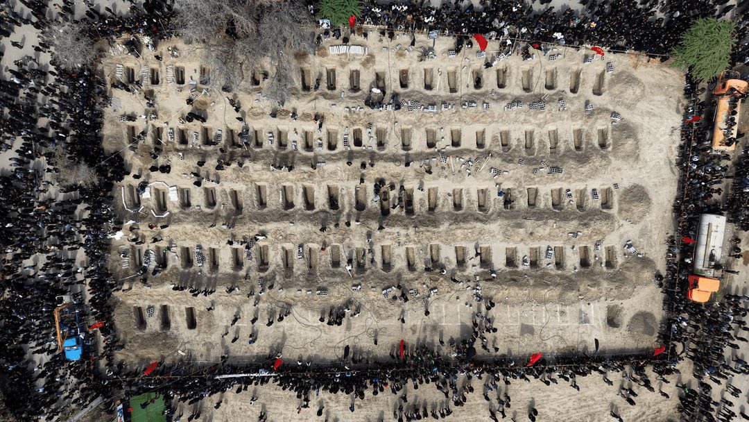 Amockx2022's tweet photo. This is post funeral drone view of 165 kids from Iran who died in US-Israel attack 💔

Karma won't leave anyone https://t.co/anCOSPy9Uv