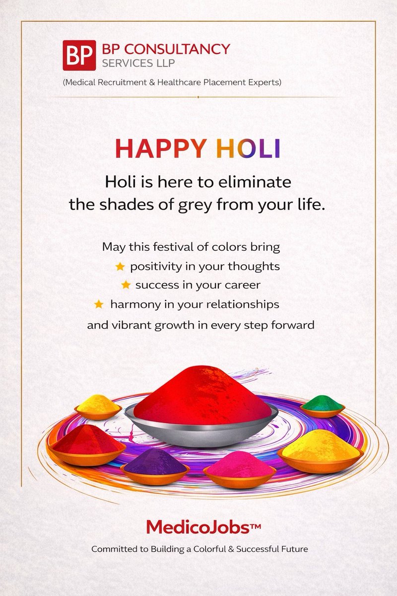 vinay_vt's tweet image. Add colors to your dreams.
Add success to your journey.
Add happiness to your life.

Wishing you a vibrant and prosperous Holi!

#HoliCelebration #ColorfulFuture #PositiveVibes #HoliFestival #MedicoJobs #BPConsultancy #FestiveGreetings