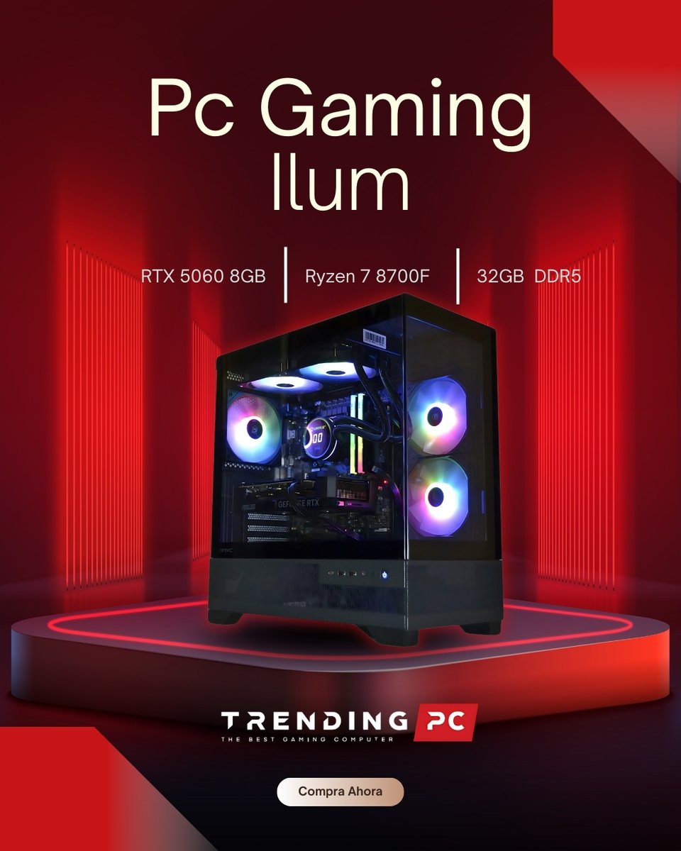 TrendingPC's tweet photo. 🚀 PC GAMING ILUM
Potencia que se ve y se siente.
💻 RTX 5060 8GB
⚡ Ryzen 7 8700F
🚀 32GB DDR5

Diseñado para jugar en alto nivel, streamear sin límites y lucir brutal en tu setup 🔥
👉 Compra ahora y sube de nivel.
#PCGaming #GamingSetup #RTX #Ryzen #TrendingPC #GamerLife 🤣 https://t.co/3EVLbCCMkg