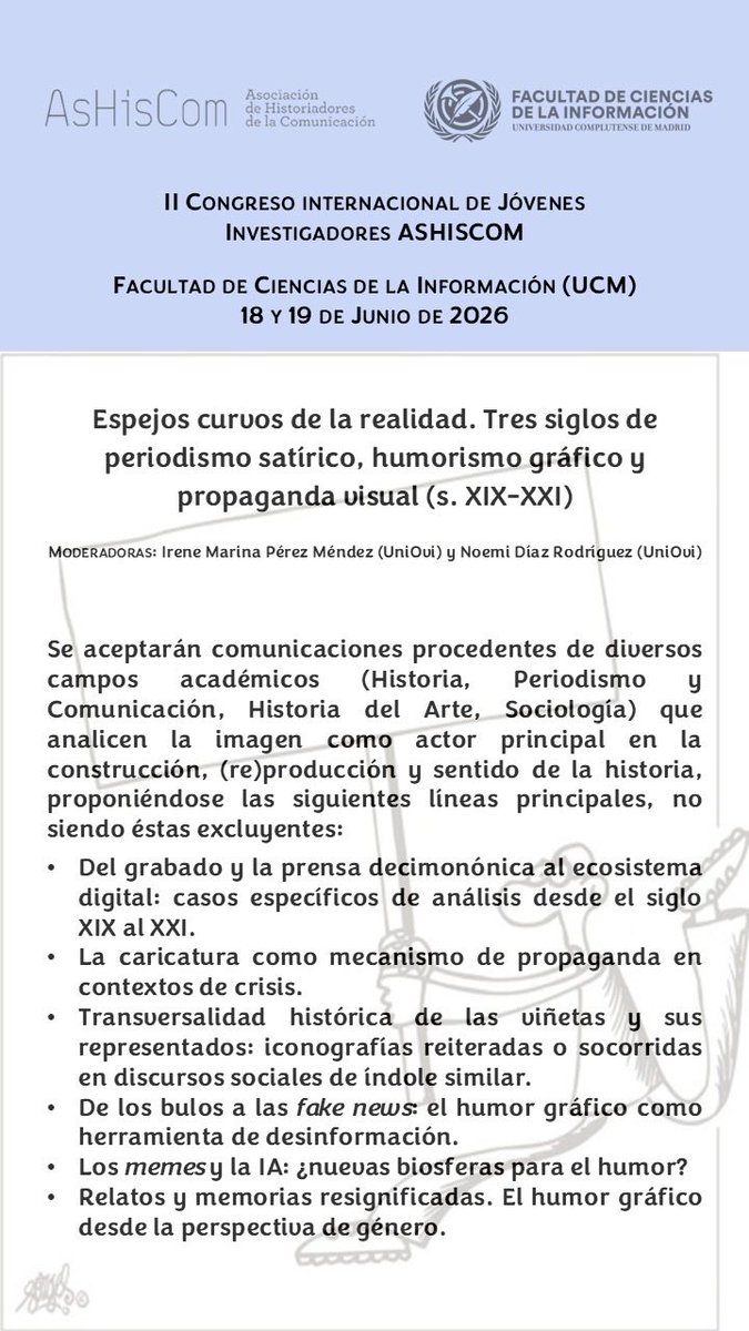 futilestupidity's tweet photo. De nuevo con mi querida @noedr_ 💫

En el II Congreso Internacional de Jóvenes @AsHisCom_ , que se celebrará los días 18 y 19 de junio en la @UCMccinf de la UCM 📰

Formato presencial👥

📌CFP abierto hasta el 20 de abril‼️ https://t.co/OfQvOMet9o