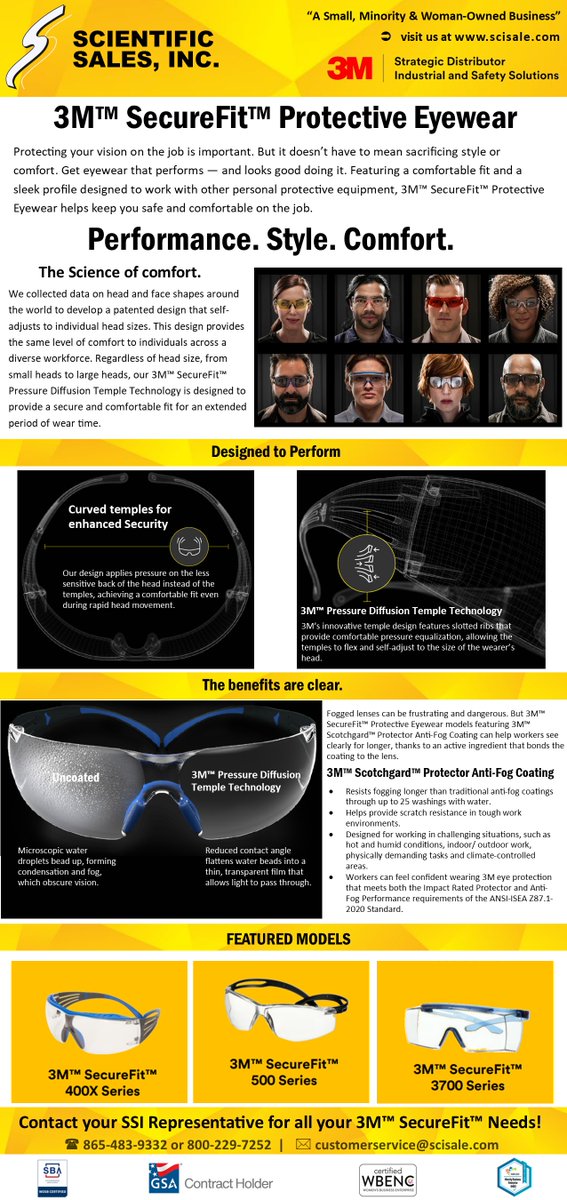 Performance. Style. Comfort.

3M™ SecureFit™ Protective Eyewear features Pressure Diffusion Temple Technology for adaptive fit and 3M™ Scotchgard™ Anti-Fog Coating for lasting clarity.

Upgrade your PPE strategy today.
#WorkplaceSafety #PPE #3M