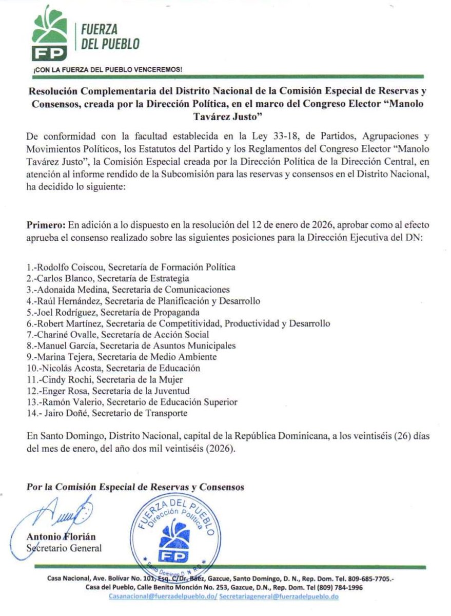 Hoy marcamos un HITO en el proceso de institucionalización y fortalecimiento de la <a href="/FuerzaDelPueblo/">FuerzaArgentina</a> en el Distrito Nacional.

Ha quedado formalmente conformada nuestra Dirección, integrando capacidades técnicas y políticas de diversas generaciones: experiencia, renovación y