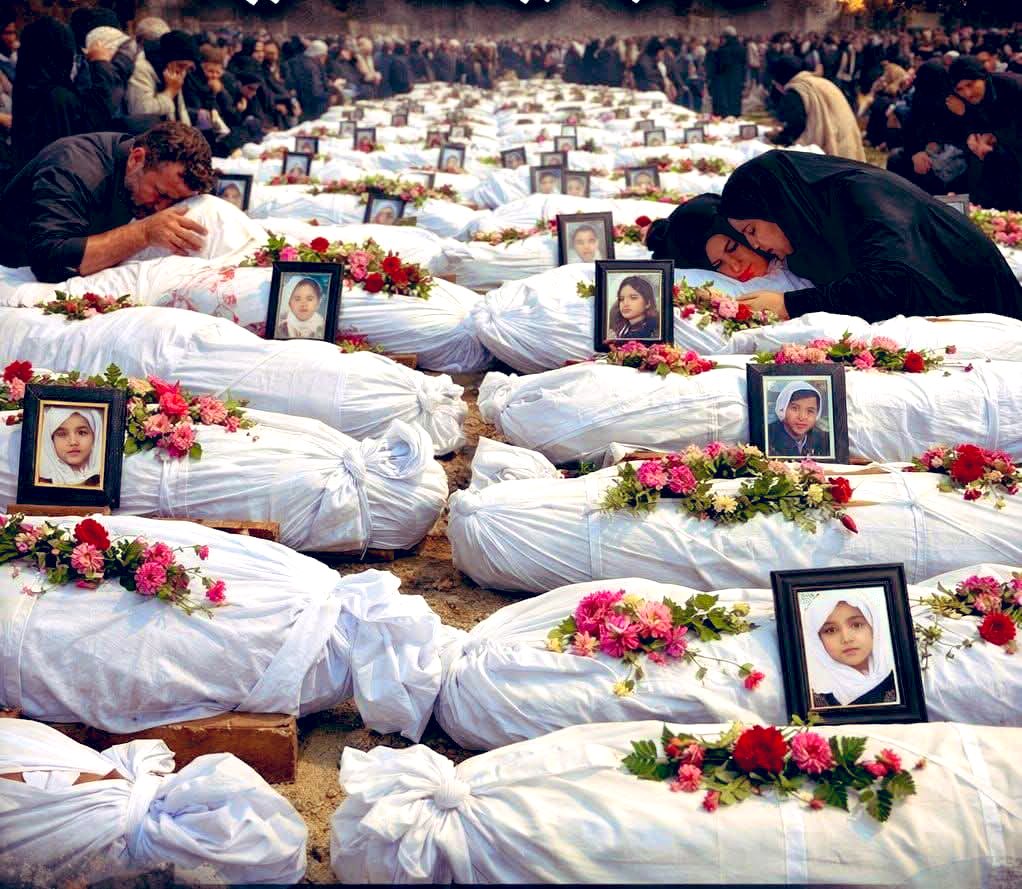 🔴İsrail ve ABD'nin okulda öldürdüğü 168 kız çocuğu toprağa verildi.