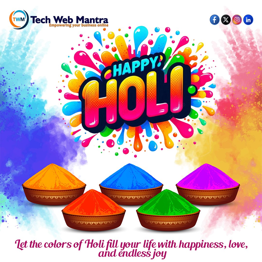 techwebmantra2's tweet photo. Happy Holi from Tech Web Mantra! 🎨✨
May your life and business be filled with vibrant colors, growth, and success. 🌈🚀
#HappyHoli #TechWebMantra #FestivalOfColors #DigitalGrowth https://t.co/a1aOoDomep
