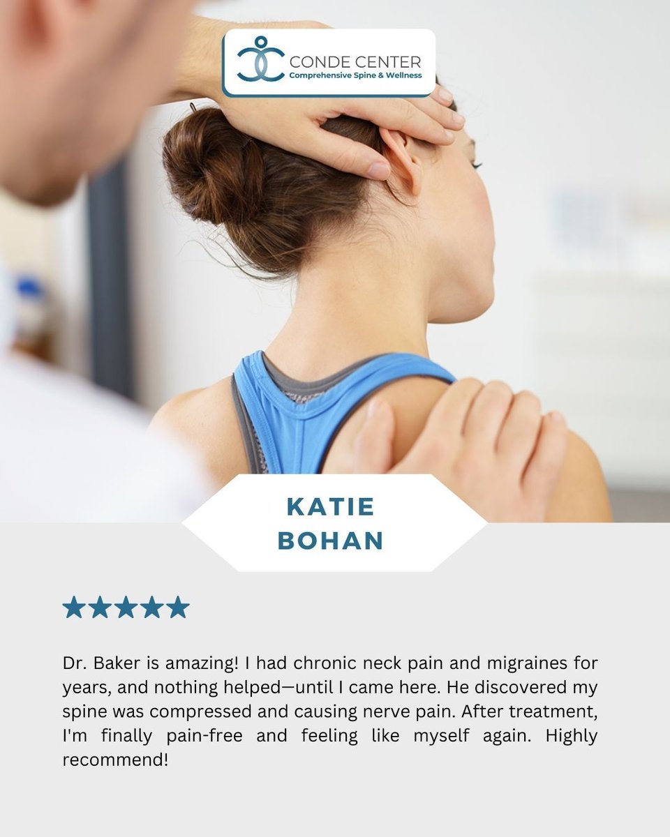 thecondecenter's tweet image. Patient Testimonial 💬

At Conde Center, we’re dedicated to uncovering the root cause of pain and helping our patients reclaim their health and quality of life.

#CondeCenter #PatientTestimonial #NeckPainRelief #MigraineRelief #YourHealthOurMission #ChiropracticCare
