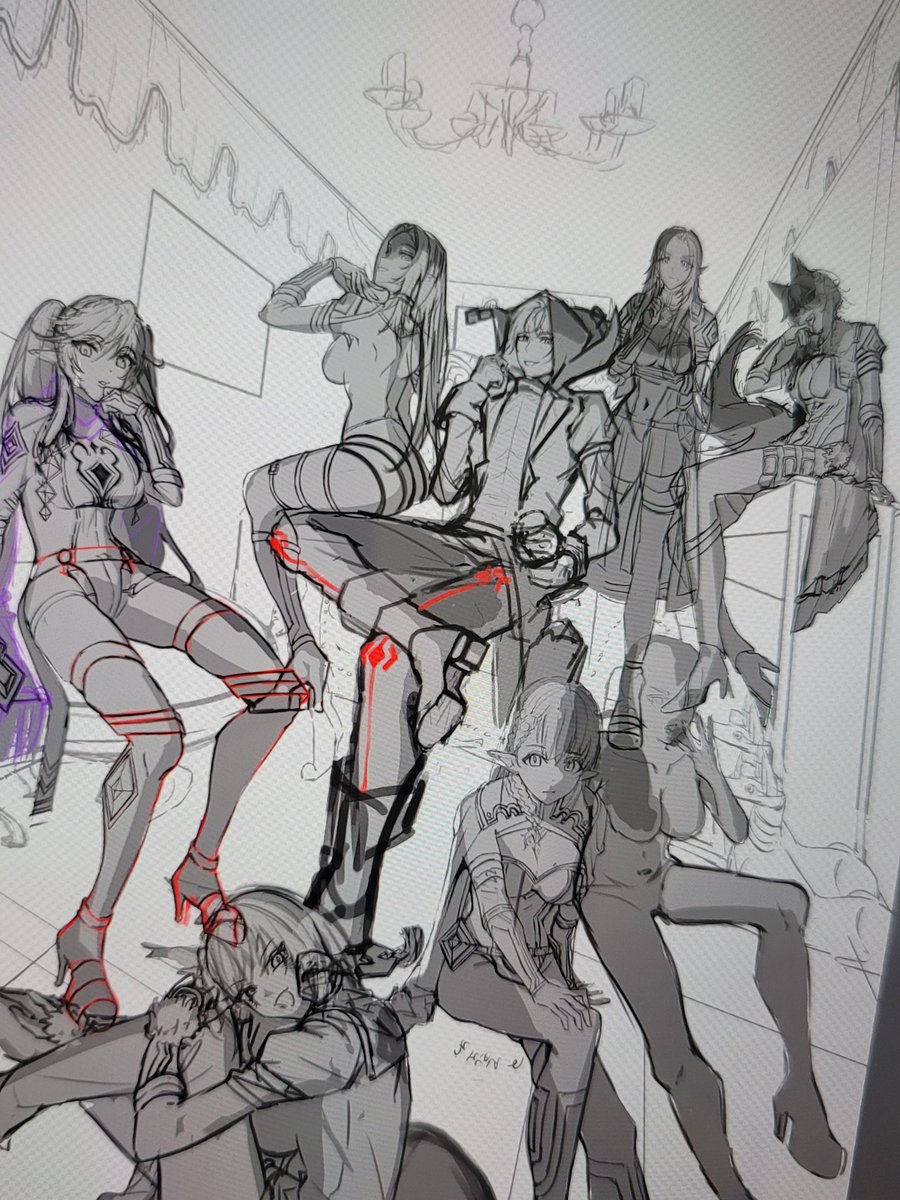 bopjjang's tweet photo. 実は2025年の半ばから、シチカゲ7人とシャドウ、シャドウガーデン総集合の私服ver、シチカゲの創作私服verなど、本当にいろいろ描いてきたんだけど、数が多くなりすぎて何を描けばいいのか分からなくなってしまって、完成させられずにいる…。
12作品、そろそろまた描き始める時なのかな 😵‍💫 https://t.co/0fdPnk9sS4