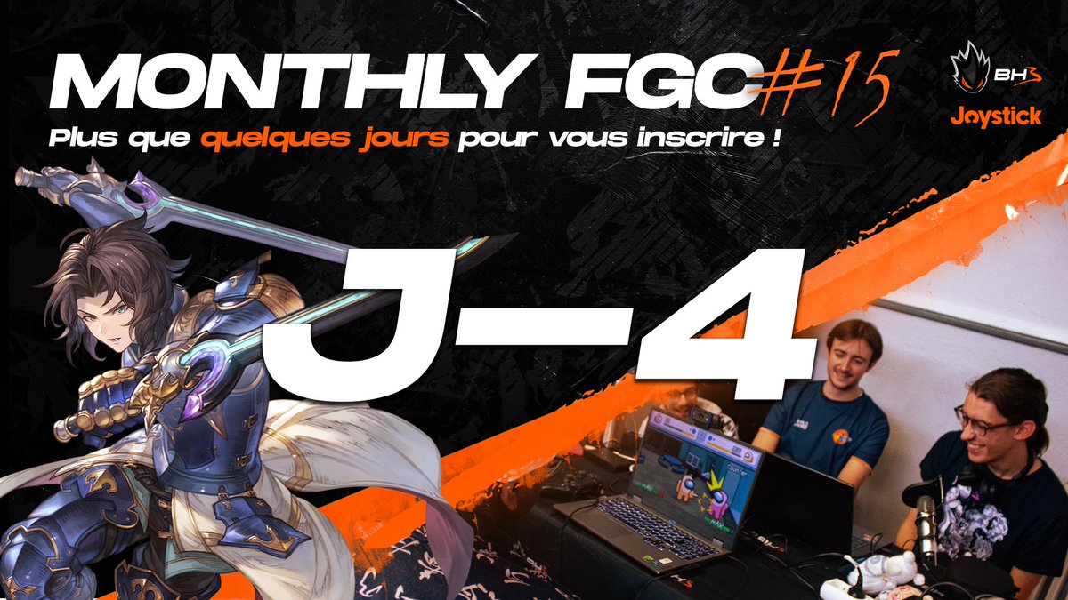 BH3_Esport's tweet photo. 🚨 J-4 AVANT LA #MonthlyFGC AVEC @Joystick_Asso ! 🚨
Les inscriptions ferment bientôt ... 👀
Au programme de cette 15ème édition :
🌟 #SSBU
🌀 #SF6
🥊 #FatalFury
✨ #GBVSR
Inscription et infos sur 👇
https://t.co/KgSju3nC1s
À samedi 🫡
#Esport #VersusFighting #FGC https://t.co/X2k1aHdTjG