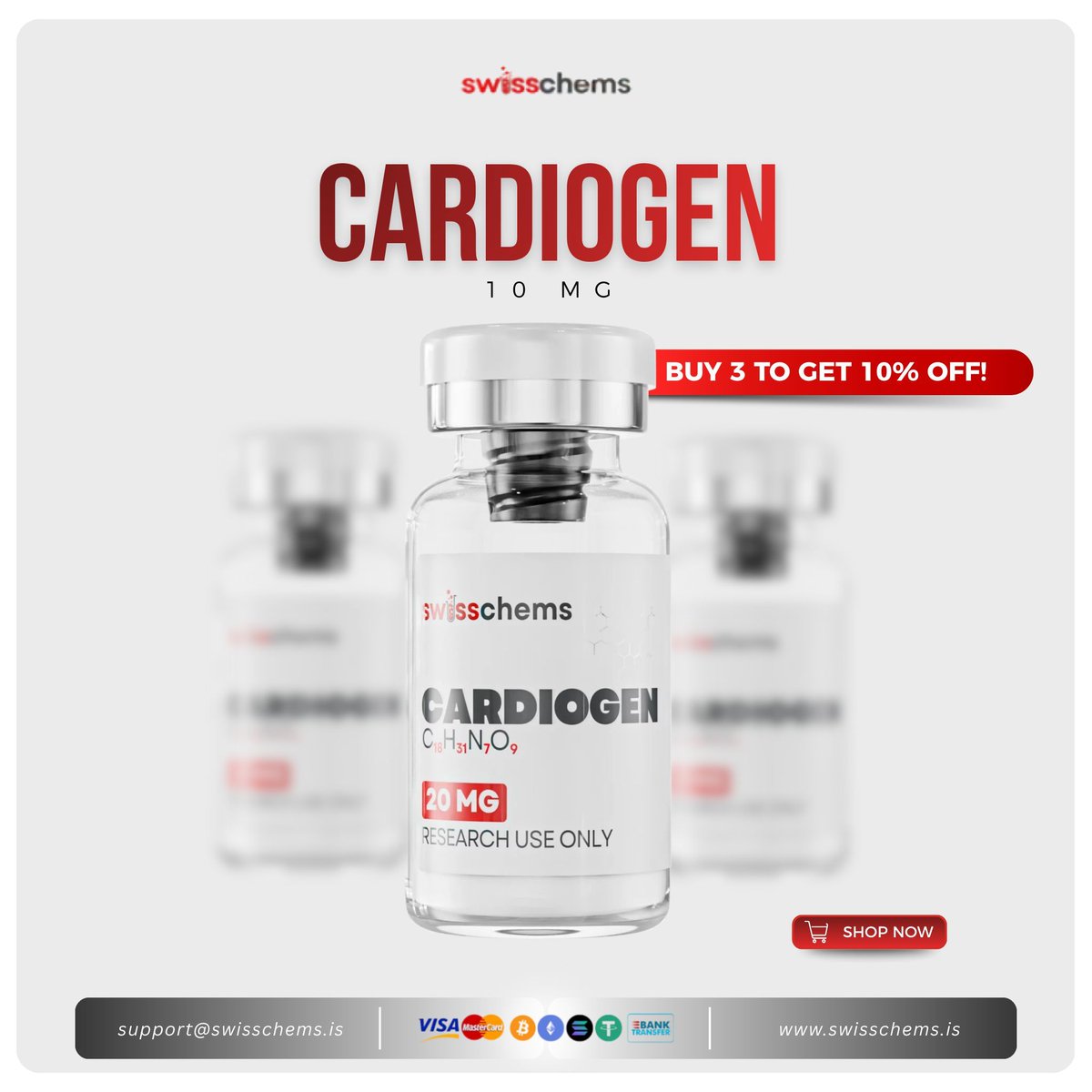 🧪 Cardiogen (20mg) 

✔️ Gene expression pathway studies
✔️ Research-grade peptide format

Available here:
👉 swisschems.is/product/cardio…

#SwissChems #PeptideResearch #Cardiogen #Bioregulator #CardiovascularResearch #ResearchGrade #LaboratoryUseOnly