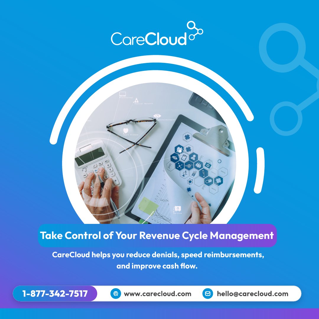 CareCloud's tweet image. Revenue delays slow down your entire practice.

CareCloud offers RCM solutions that reduce denials, improve collections, and help you gain stronger financial control.

Explore Revenue Cycle Management: hubs.li/Q045mpxt0

#CareCloud #RCM #HealthcareFinance #MedicalBilling