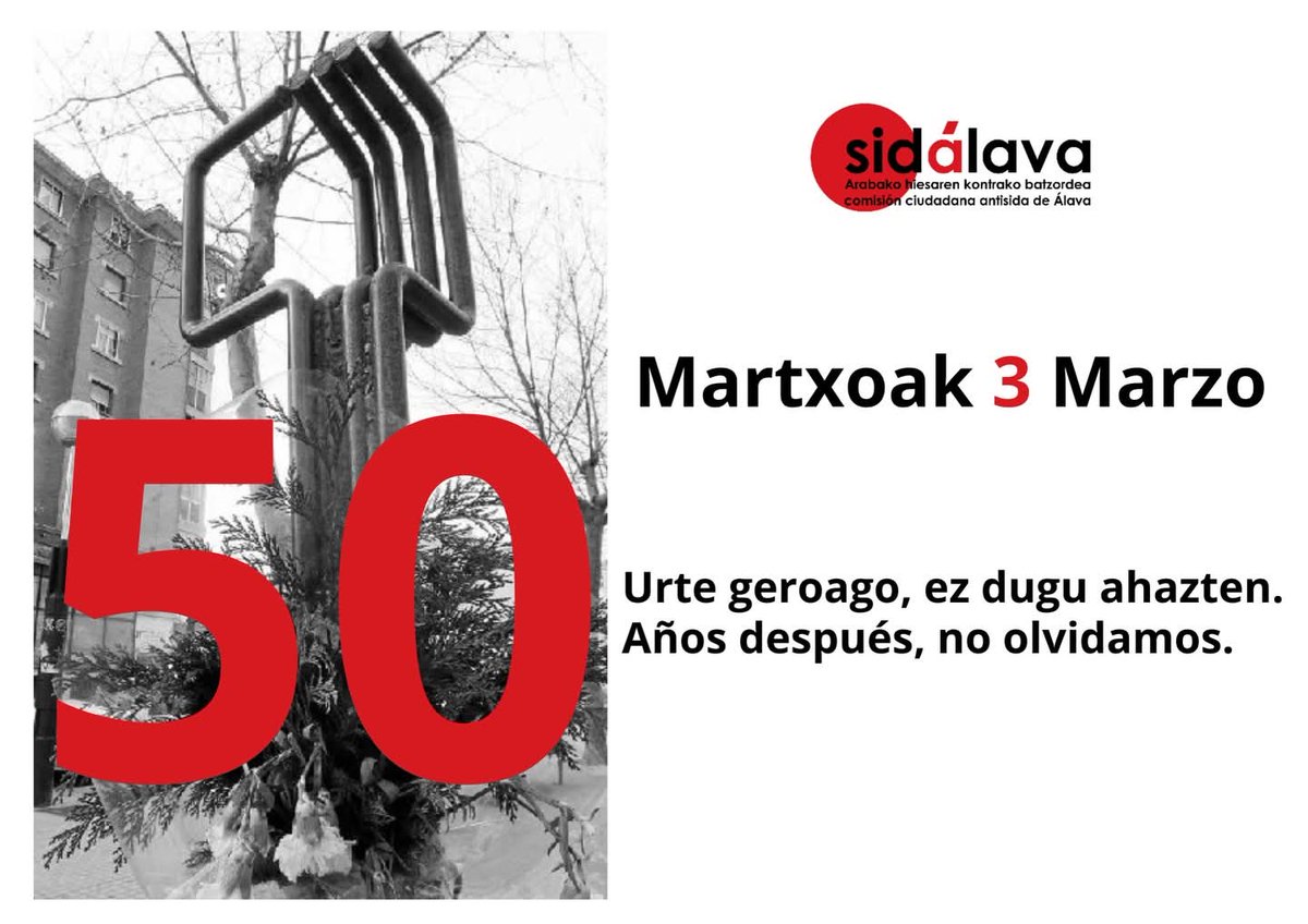 Sidalava's tweet photo. Martxoak 3 Marzo 
50 urte geroago, ez dugu ahazten.
50;Años después, no olvidamos. https://t.co/T7CleXcTCz