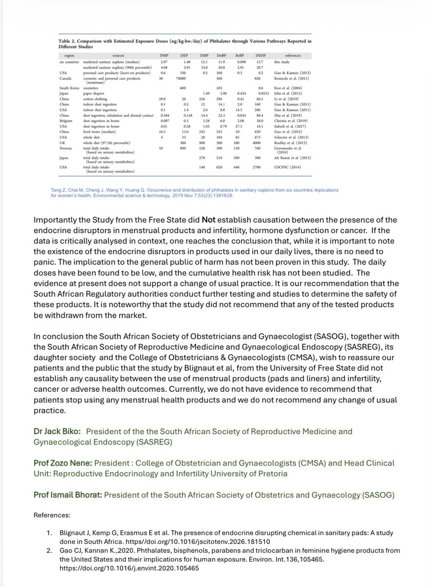 Important to note and sanitary pads and pantyliners.