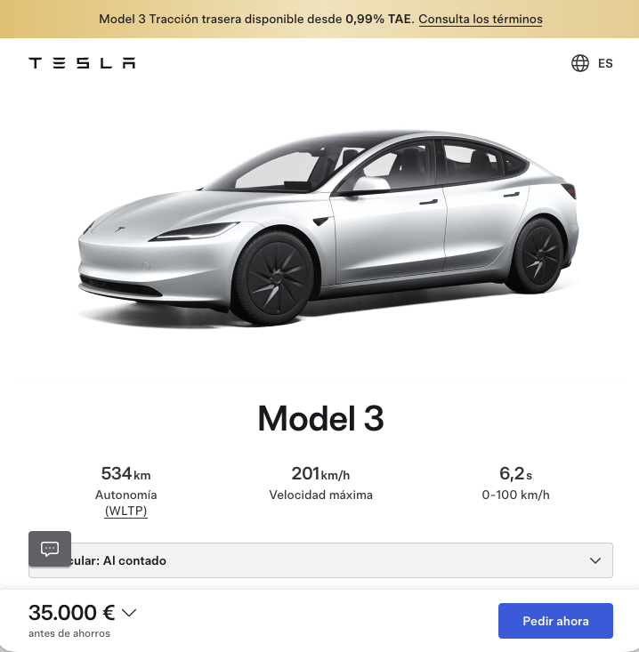 TodosElectricos's tweet photo. En 2016 Tesla presentó el Model 3 y su pecio iba a ser $35.000.

Que ese mismo coche en 2026 se puede comprar en España por 35.000 € a pesar de la inflación que ha pasado desde entonces, me sigue pareciendo un precio increíble. https://t.co/eaPtZSMXoS
