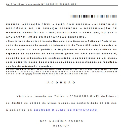 joaomarsc's tweet photo. Hoje foi publicado acórdão que reconheceu a aplicabilidade do Tema 698 do STF em caso relativo à implementação de sistema de tratamento de esgoto por ente municipal. O juiz a quo havia imposto medidas objetivas ao ente federativo, a pedido do MP, para regularização da situação. https://t.co/NGpVJMSAZX