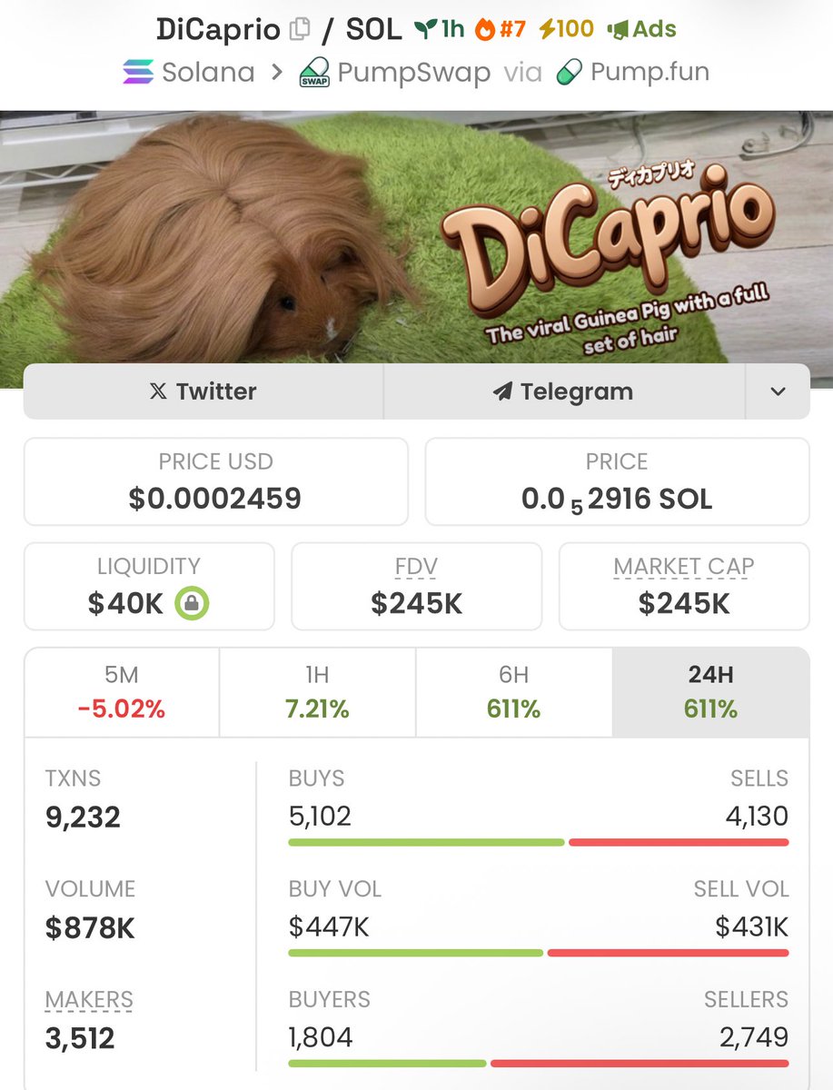 firepump_house's tweet image. I got in $DiCaprio at $245k Mcap

Send a DM to join my Private Group 🚀📊

Winners don’t hesitate. They calculate. 

#Dicaprio #Solana #Memecoin #Nfts #Crypto #Bitcoin #Pumpswap #Binance