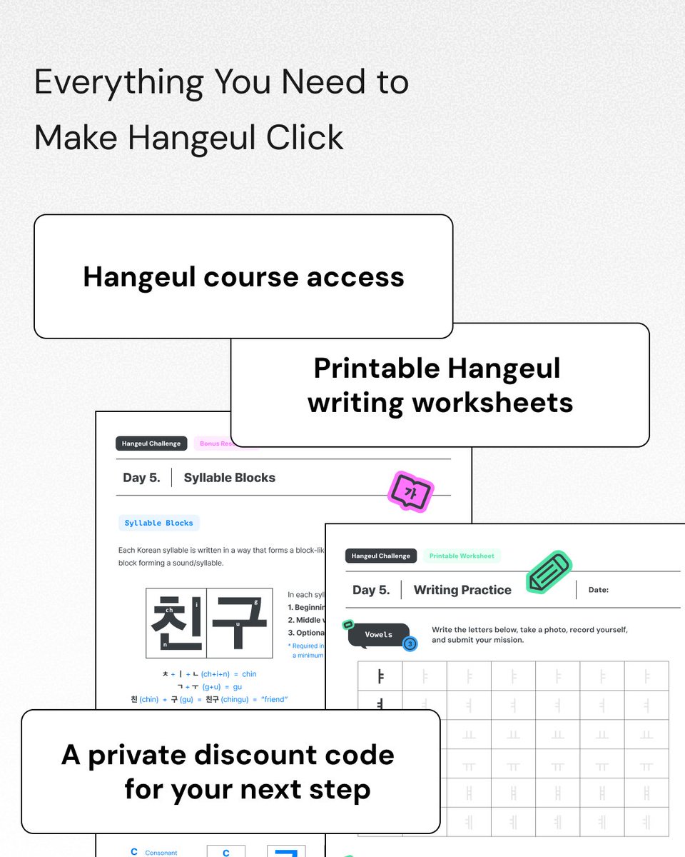 ttmik's tweet photo. You can read Hangeul… but does it feel fully “set”?
Sometimes all it takes is 7 focused days to organize what you already know.
Ready to make it click?
👉 https://t.co/db8zDfQSVe

#TTMIK #HangeulChallenge #LearnHangeul #LearnKorean #KoreanStudy https://t.co/CXgfDk2Cu2