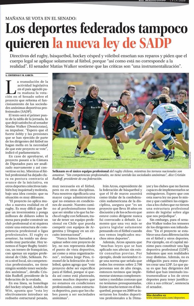 rliraihnen's tweet photo. La reforma a las SADP no obliga a ningún deporte a crear una Liga Profesional, es voluntario. 

¿Por qué los dirigentes del rugby, básquet y vóleibol critican algo que no les aplica? 

Quizás el problema es no haber leído la ley, o peor, algún telefonazo del fútbol. https://t.co/jARQ8mBQJ3