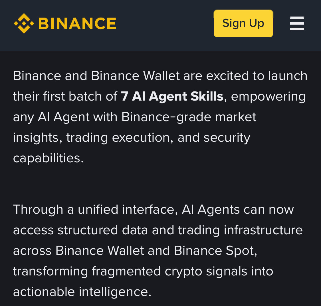 DegenerateNews's tweet photo. NEW: BINANCE LAUNCHES AI AGENT SKILLS, POWERING EVERY AGENT WITH A “BINANCE-GRADE BRAIN”

SOURCE: https://t.co/QU2uF86FT7 https://t.co/NgRch8290E