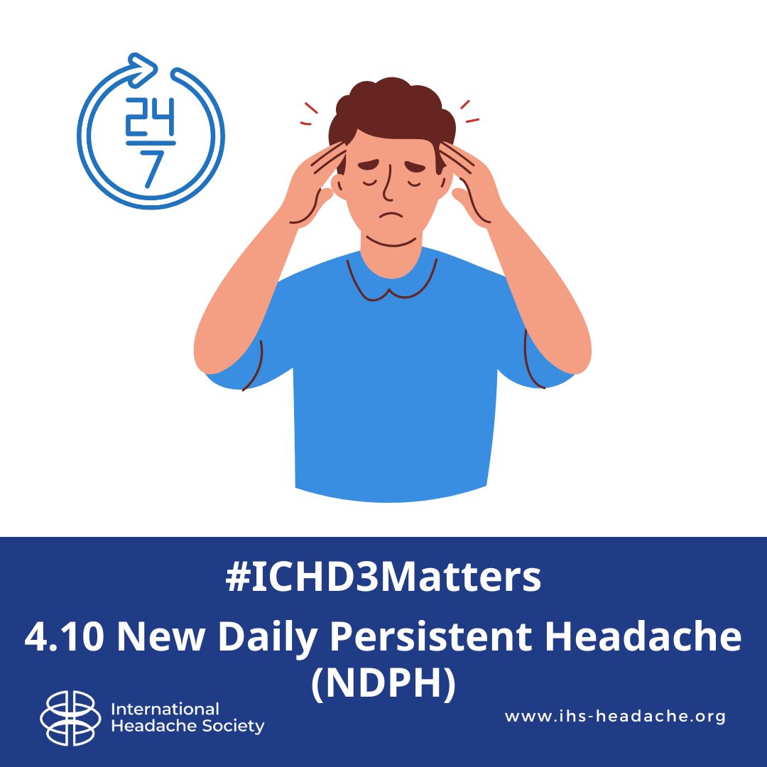 ihs_official's tweet photo. Do you clearly remember the exact day your headache began?

🧠 A hallmark feature of New Daily Persistent Headache (NDPH) is its distinct and clearly remembered onset. The headache begins on a specific day, becomes continuous within 24 hours, and persists daily thereafter. Many patients can recall the precise date it started.

To learn more, please go to: https://t.co/Lp06qoRNqs

#ICHD3matters #headache #NDPH