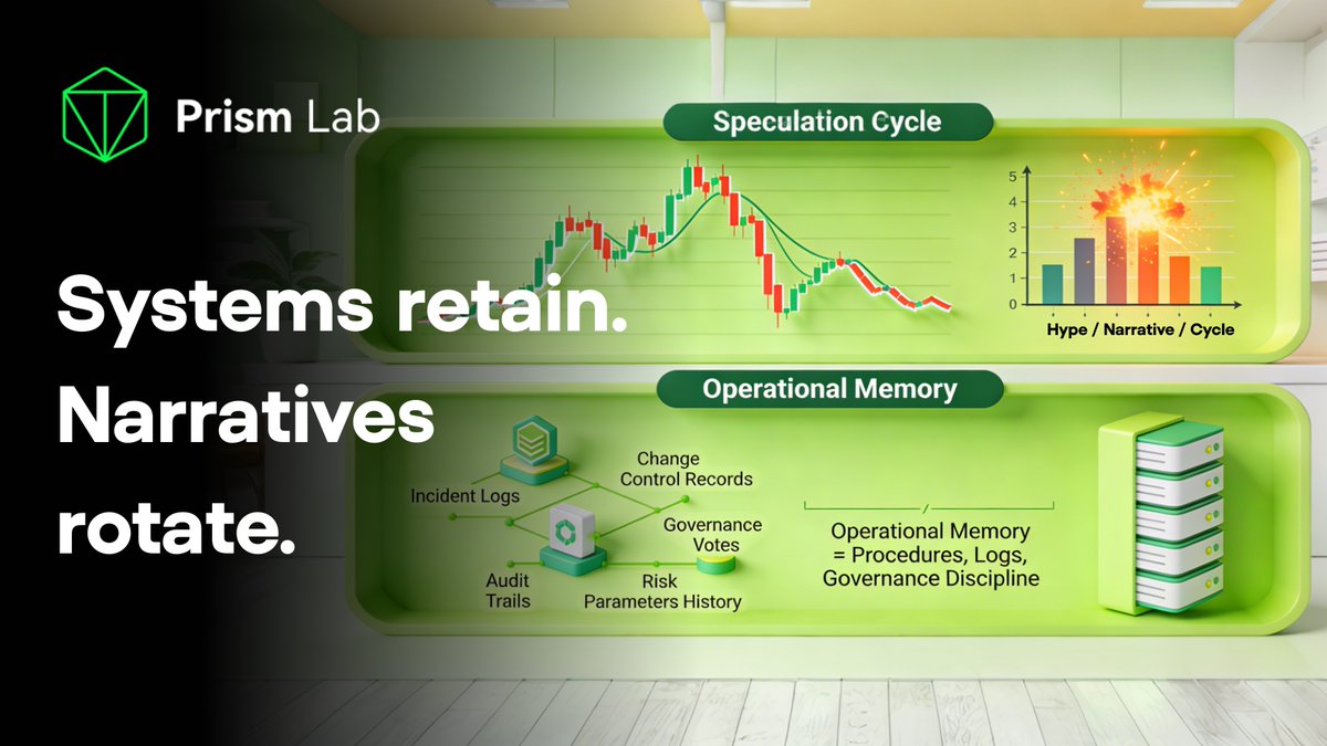 Prism_Lab_'s tweet image. Speculation has always accelerated price discovery, yet retention belongs to systems whose operational memory outlives any single cycle or founder. 

That memory is built in procedures, not pitches.
#CryptoResilience #Governance #PrismLab