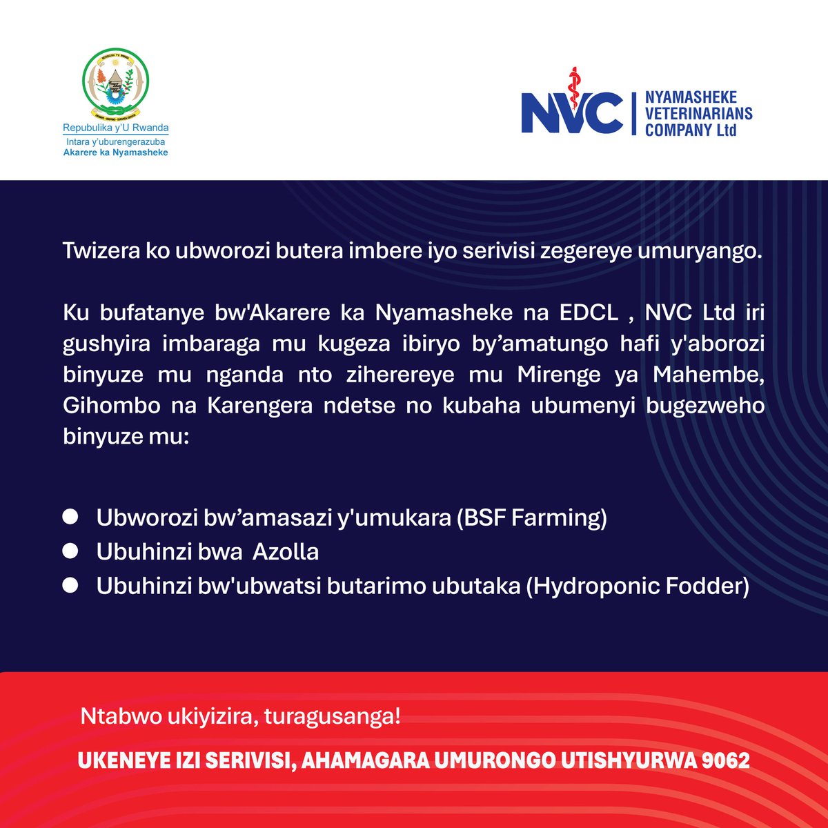 Clinicshangi's tweet photo. NVC Ltd muri gahunda yo kwegereza aborozi ibiryo by’amatungo no kubaha ubumenyi bushya. 
"Imirire iboneye ku matungo, inyungu ku borozi.” @Nyamasheke @RwandaAgri @RwandaAgriBoard @RwandaVets1 @RAWO_Rwanda https://t.co/Y25my6bfj3