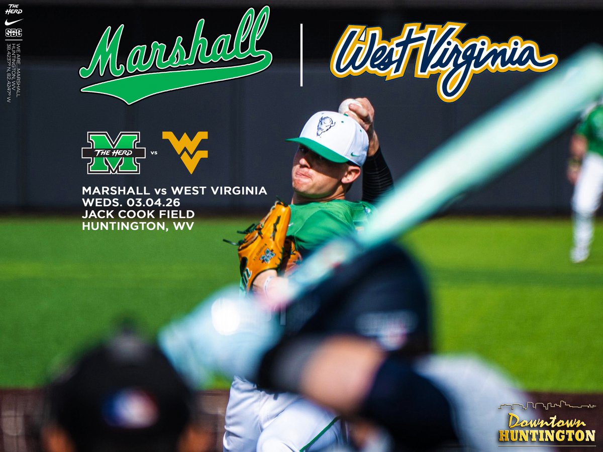 DowntownHWV's tweet photo. Marshall University Baseball vs West Virginia TOMORROW at Jack Cook Field!! Tickets go on sale today at noon. 

#WeAreMarshall // #BeatWVU https://t.co/yPDw2KofZu