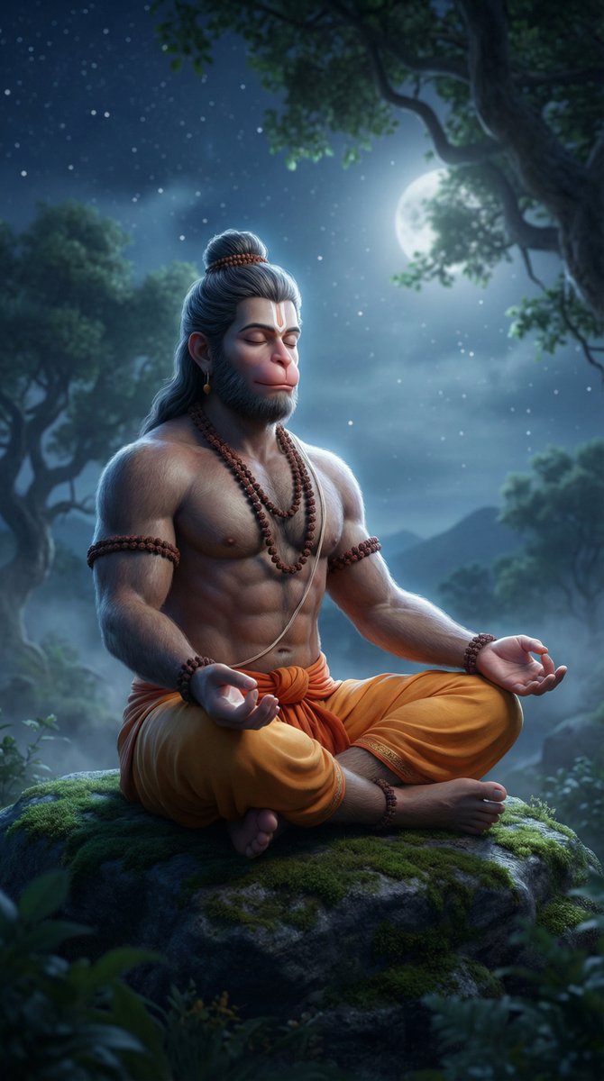 AiArtworld7's tweet photo. Lord Hanuman 🕉️🌙 In deep meditation, where strength bows to devotion and silence becomes power. Jai Bajrangbali 🙏✨
#LordHanuman #Bajrangbali #JaiHanuman #HanumanJi #MeditationVibes #DivinePeace #SpiritualEnergy #RamBhakt https://t.co/hw0p3iHsdh