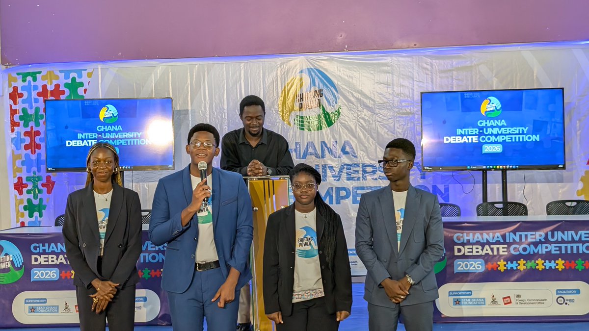 STARGhana's tweet photo. 🔥 THE REMATCH IS HERE.
After a tough preliminary loss, @KNUSTGH storms into the finals with one mission: redemption.
But @UnivofGh isn’t backing down. Momentum is on their side — and they want the crown.
#Accra vs #Kumasi.
Who takes it?
#ShiftThePower #UGvsKNUST #DebateFinals https://t.co/kpgXpn2kd5