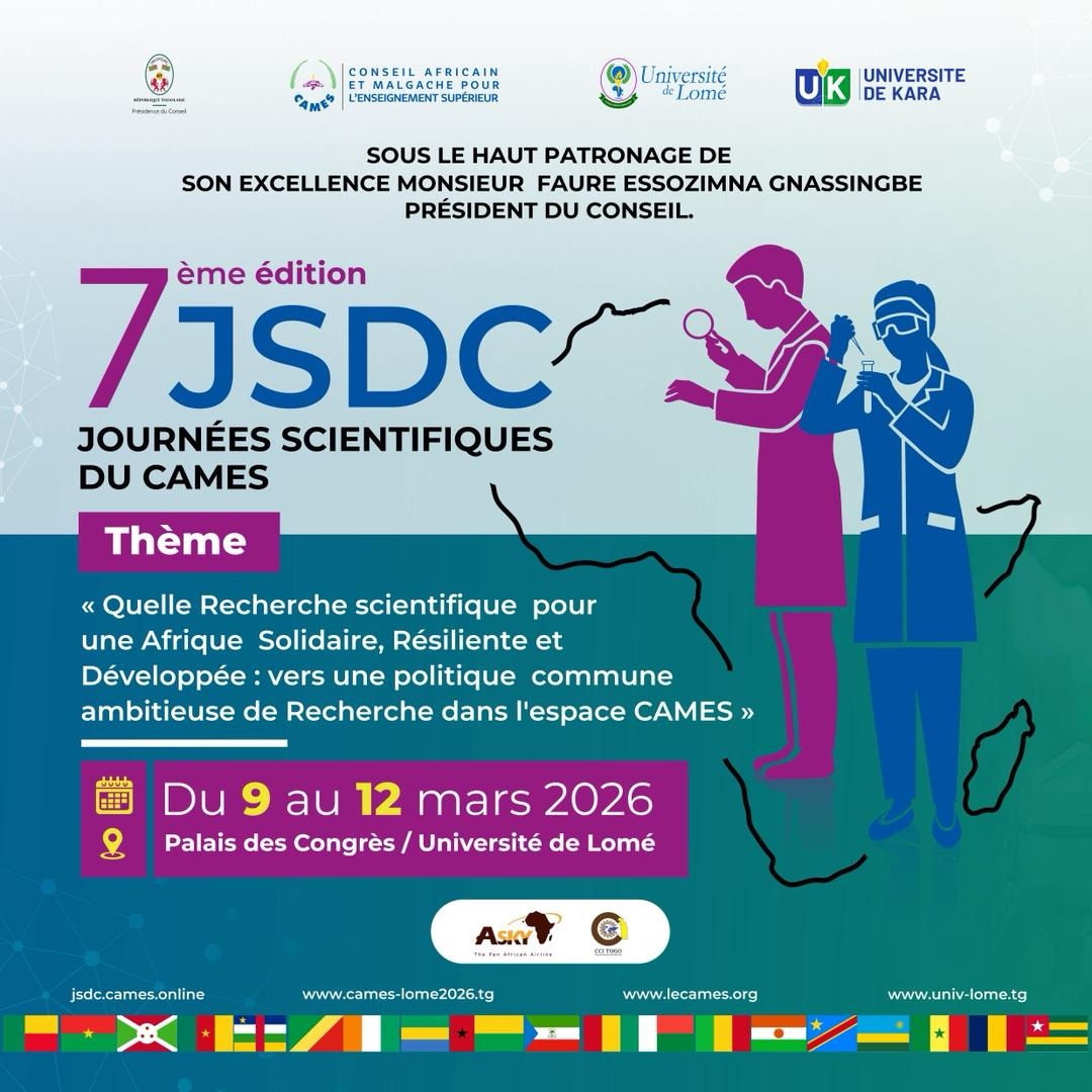 ArielleAkakpo's tweet photo. La capitale (Lomé 🇹🇬) accueillera la édition 7ème des Journées Scientifiques du CAMES du 9 au 12 mars 2026, mobilisant plus de 1 000 experts internationaux.
#Togo #TgTwittos #CAMES #AfriqueSolidaire https://t.co/bbwA449aqd