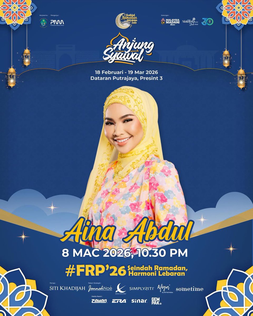 drinklimejuice's tweet photo. Temui Aina Abdul di Anjung Syawal Ahad ini!

📆 8 Mac 2026
⏰ 10.30malam
🏡 Presint 3, Dataran Putrajaya

Masuk percuma 🩷 https://t.co/NRA7FqqRpx