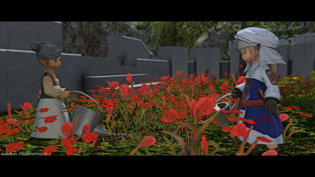 ダークマタークラスター集めしてるときに見つけた水やりララフェルかわいい