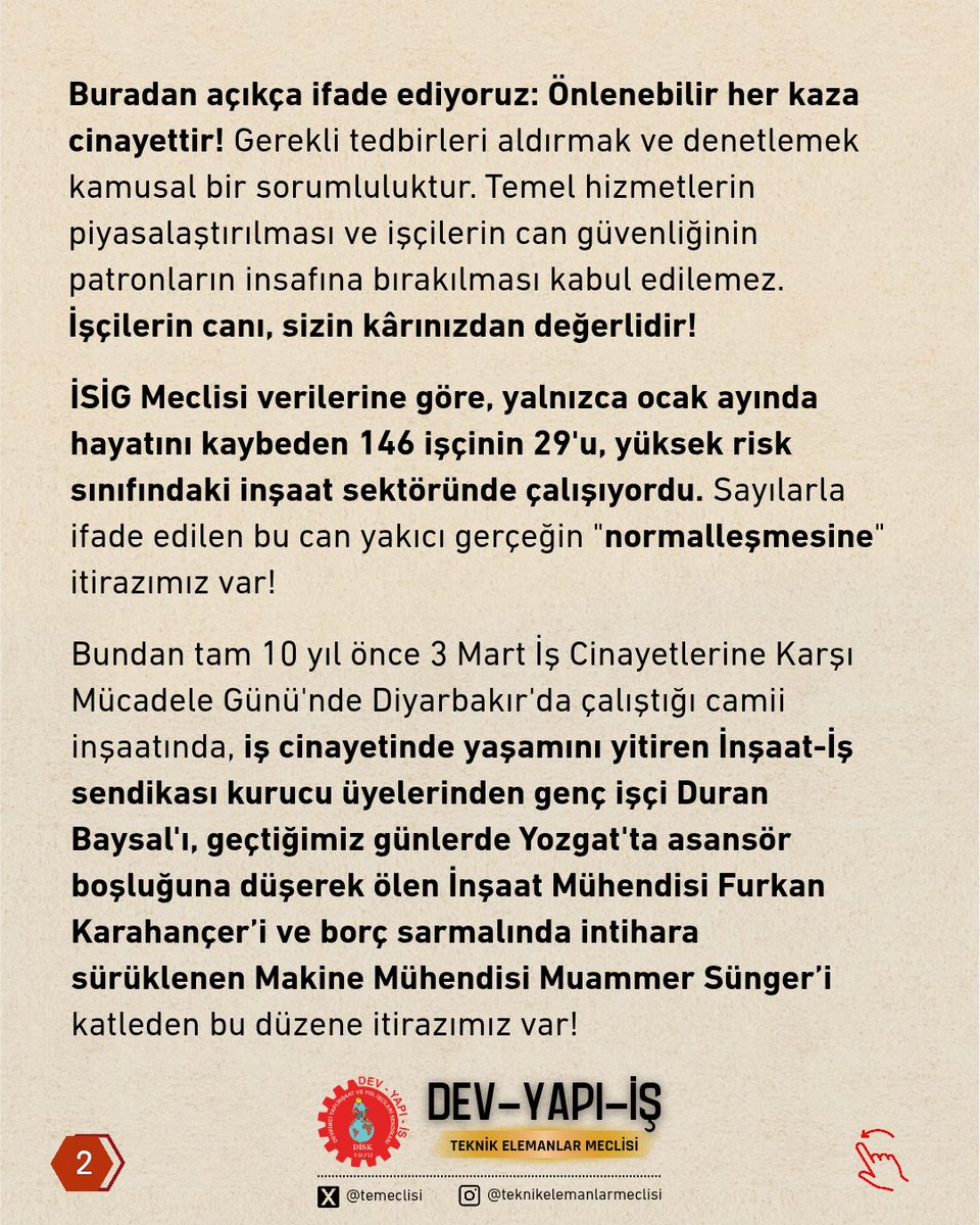 DİSK / Dev Yapı-İş Teknik Elemanlar Meclisi tweet media