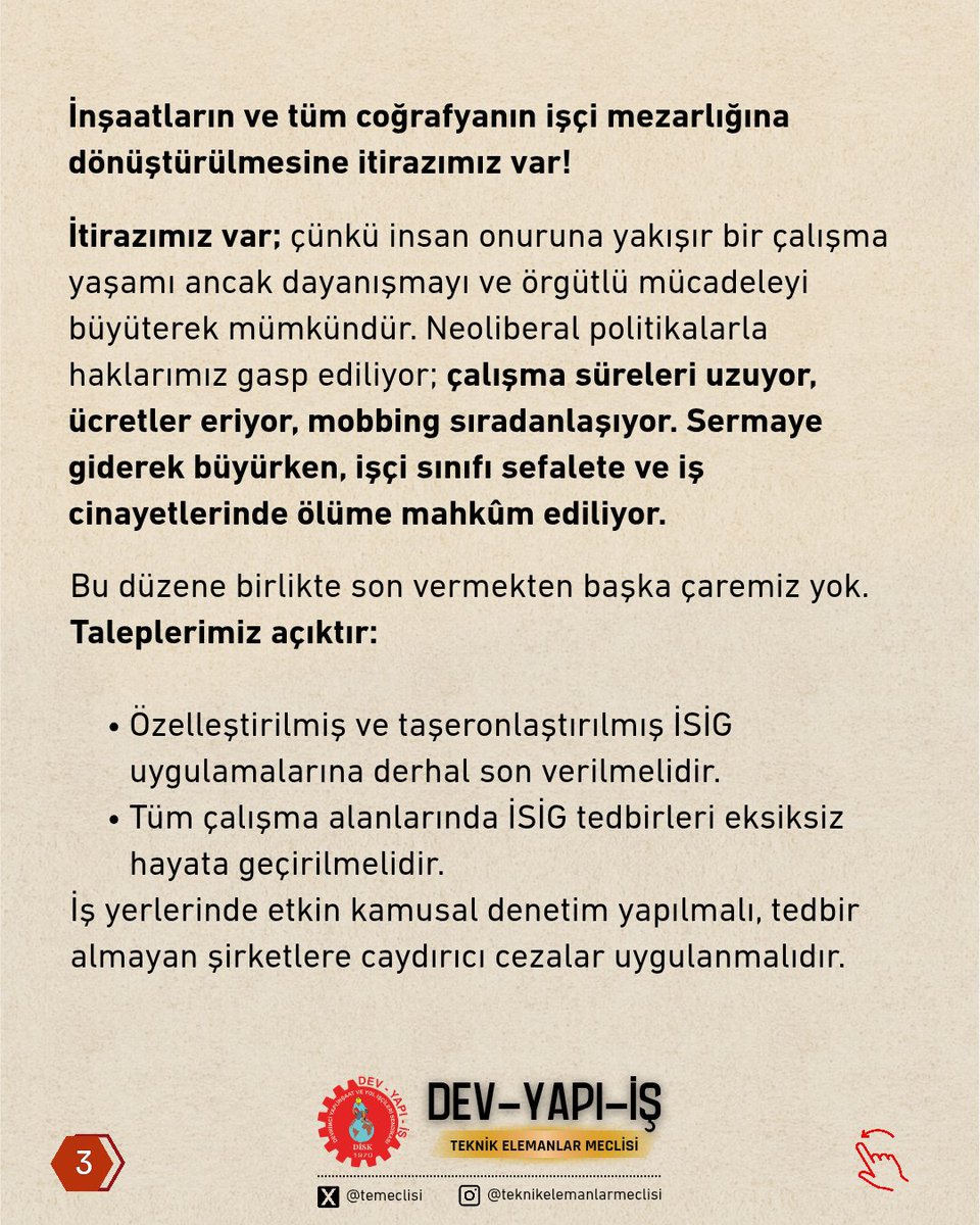 DİSK / Dev Yapı-İş Teknik Elemanlar Meclisi tweet media