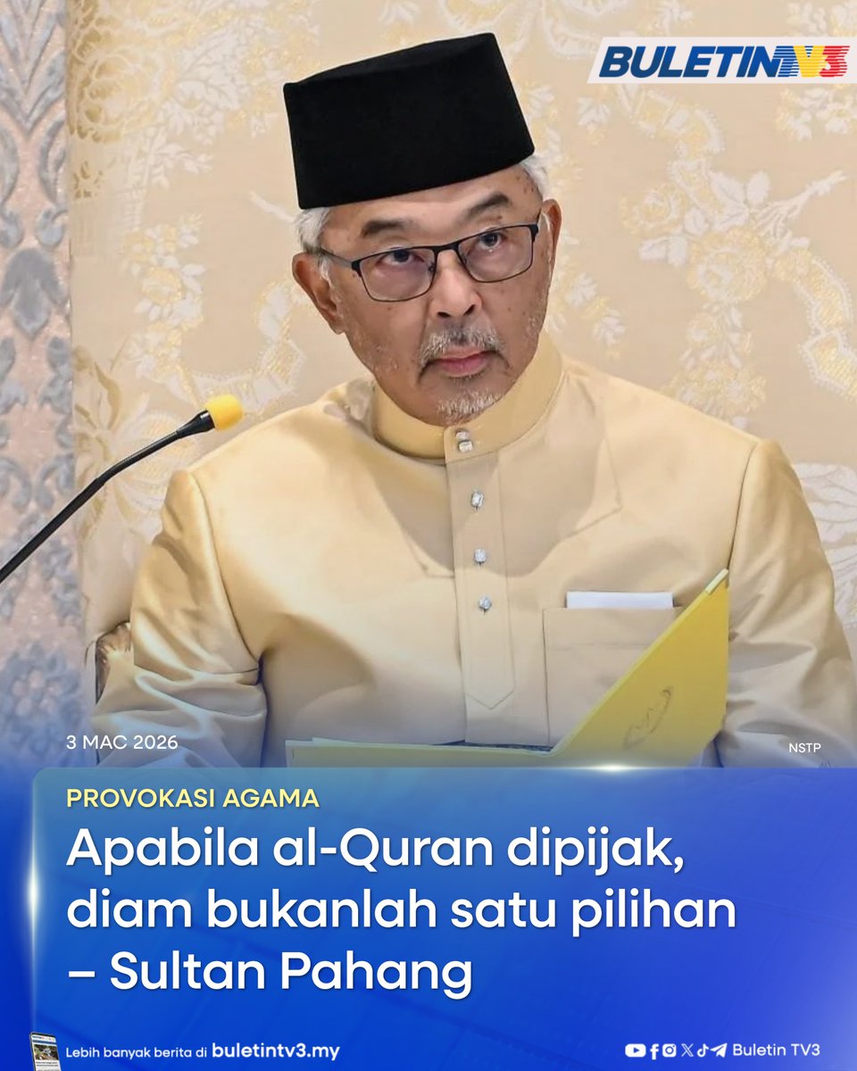 PROVOKASI AGAMA | Sultan Pahang Al-Sultan Abdullah Ri’ayatuddin Al-Mustafa Billah Shah sekali lagi menzahirkan dukacita dan kesal atas insiden yang dilihat sengaja mengganggu-gugat keharmonian negara.

#BuletinTV3 #SultanPahang #ProvokasiAgama #HinaIslam #KeharmonianNegara