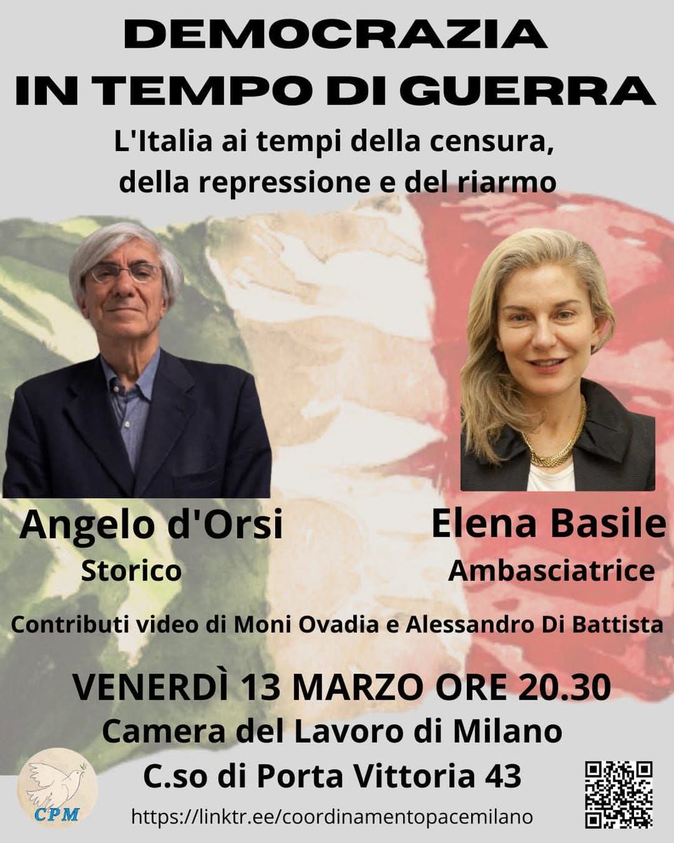 Vista l'importanza dell'evento che cade in questi giorni drammatici, vi invitiamo caldamente a partecipare e a diffondere l'invito.

Grazie, speriamo di vedervi numerosi.

Per info e contatti: coordinamentopacemilano.blogspot.com/2026/02/democr…