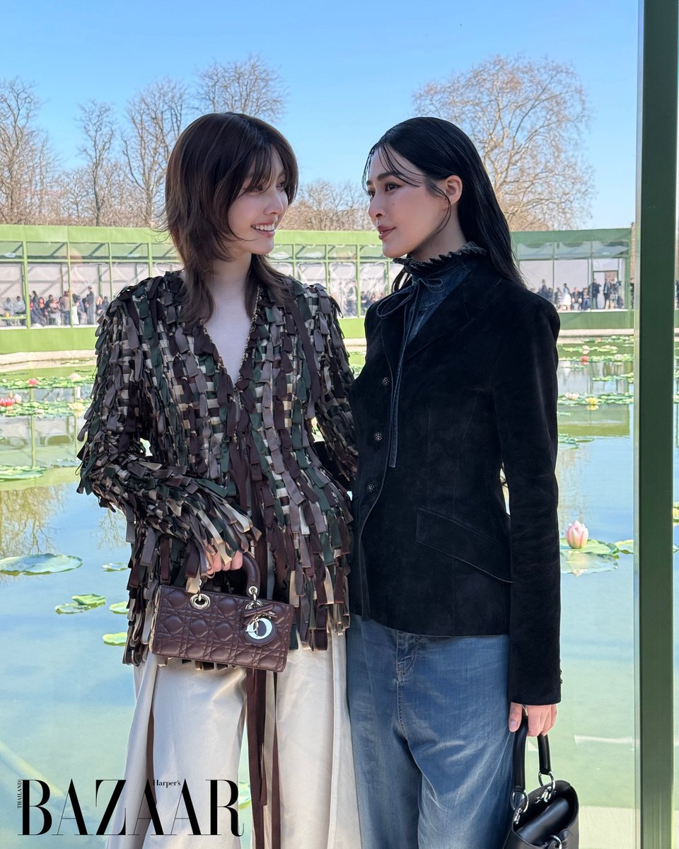 Lingling Kwong and Orm Kornnaphat serve bright elegance and beauty at the Dior Fashion Show.