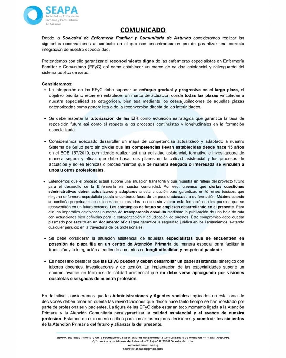 Comunicado completo aquí: