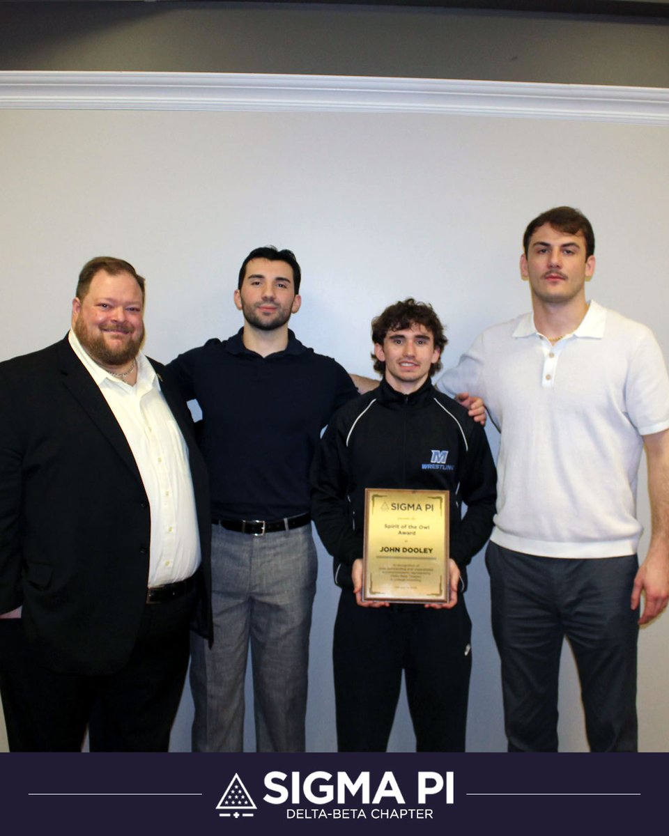 JVince81's tweet photo. Shout out to Devin Barros for hosting a great Founders' Day celebration for @SigmaPiMU! And congratulations to Blake Marushak, John Dooley, and Mike Trilli for winning this year's Spirit of the Owl Awards!
#SigmaPi #ΣΠ #Owls #WhyIBelieve #FindYourPurpose https://t.co/tHzhLfr6Gw
