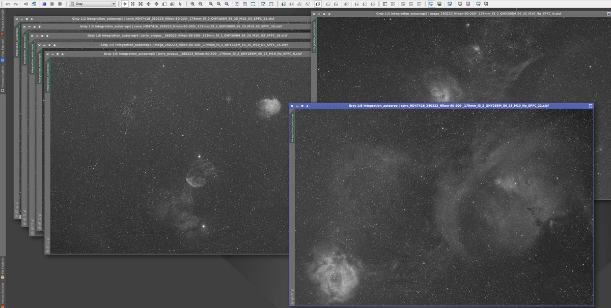 一晩で撮影したSHO画像 7枚を、コマンド一発でWBPPからBXTまで処理でき